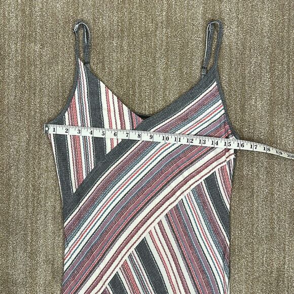 BCBGmaxazria Spaghetti Strap Dayln Stripe Jacquard Maxi Slit Dress Women Medium - Picture 5 of 10